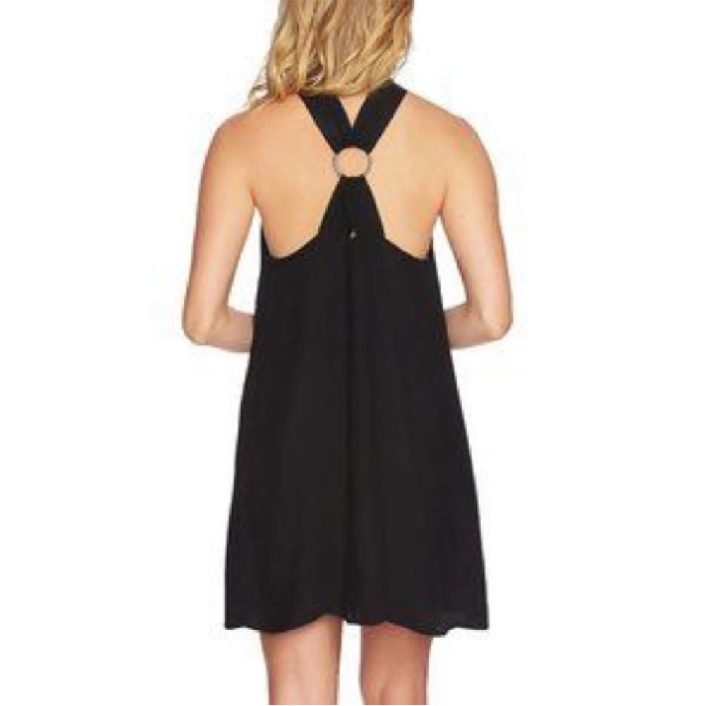 1 STATE Women's‎ Black Halter Neck Ring Detail Cupro Dress Sz XS